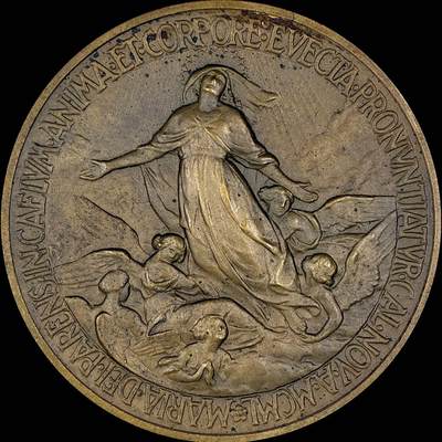 【雨安】【直播拍卖】【第0127期-裸币套币】2026-03-13 周五 19:30 (金价1140, 银价21.50) - [徽章奖章] Vatican [章] 梵蒂冈 1950年 庇护十二世 铜章 44mm