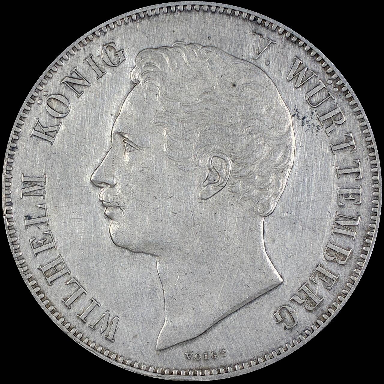 【雨安】【直播拍卖】【第0127期-裸币套币】2026-03-13 周五 19:30 (金价1140, 银价21.50) [裸币德国] Germany 德国 德意志 2泰勒 Wurttemberg符腾堡 Thun.436 KM#0586 (1840-1855) 1846年