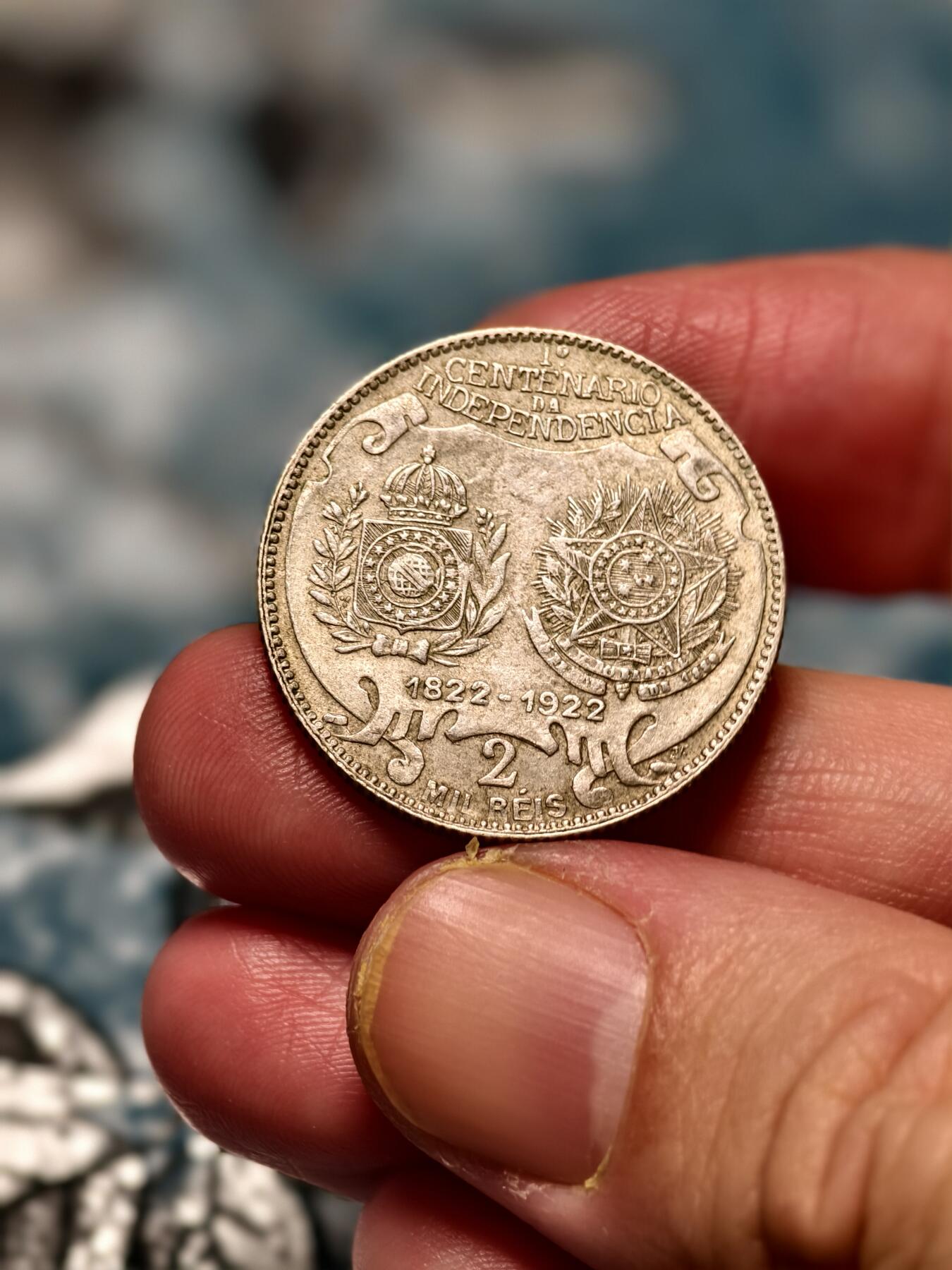 抚柳草堂-第十六期章牌钱币  奖章勋章限时免佣 满百包邮 放漏专场 1922巴西独立百年2000瑞斯纪念银币   重8.1g 佩德罗一世与佩索阿双人浮雕头像 精美漂亮的好品种