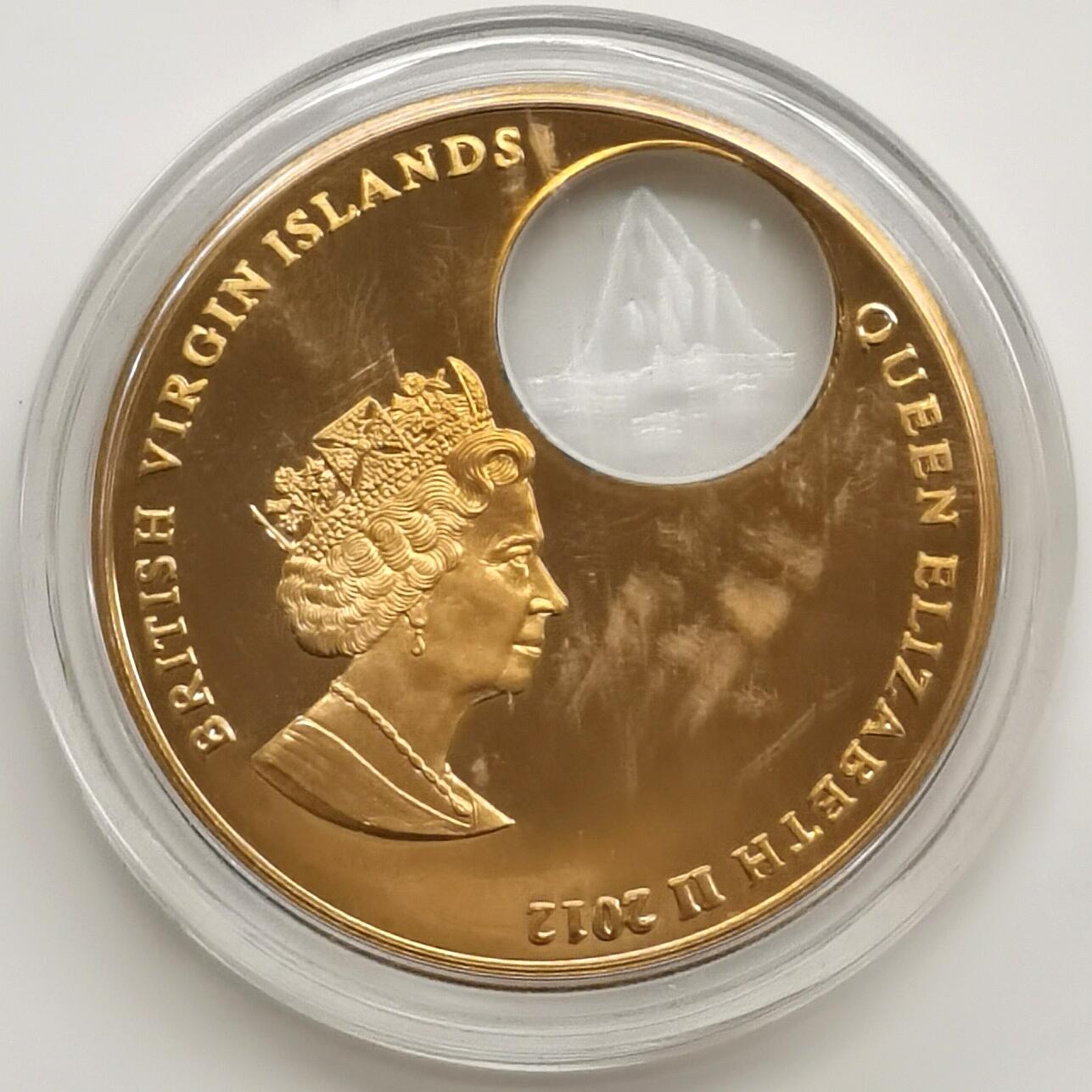 博洋堂世界钱币拍卖第164期（全场包邮） 英属维尔京群岛2012年2元彩色铜币 泰坦尼克号百年（日航） 50mm 发行量：3千 盒证全