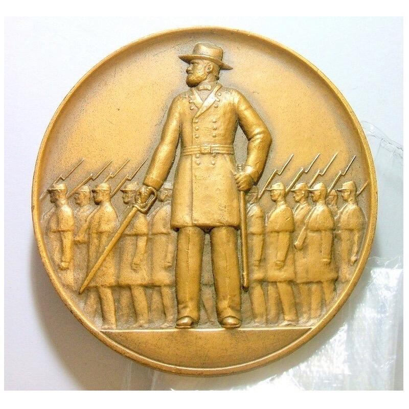 【艺术】美国艺术大章 格兰特总统指挥南北战争 高浮雕精制超大铜章 75MM 208克
