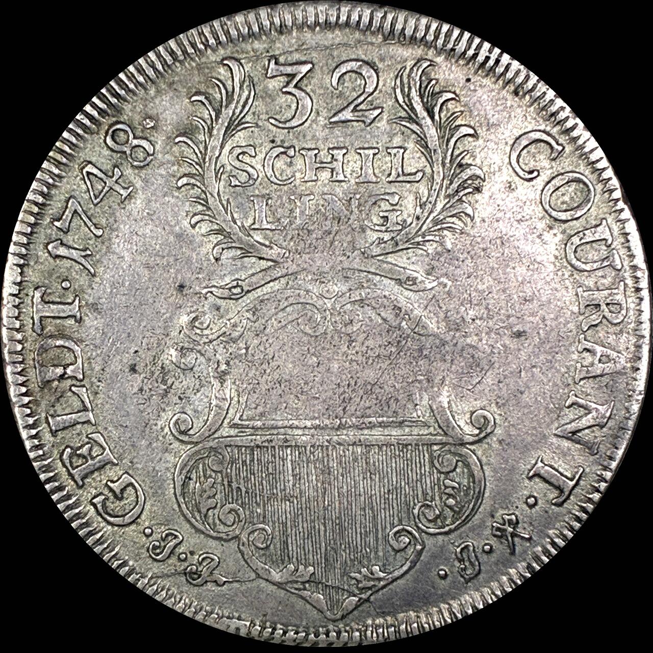 【雨安】【直播拍卖】【第0127期-裸币套币】2026-03-13 周五 19:30 (金价1140, 银价21.50) [裸币德国] Germany 德国 德意志 Lubeck吕贝克 32先令 1748年