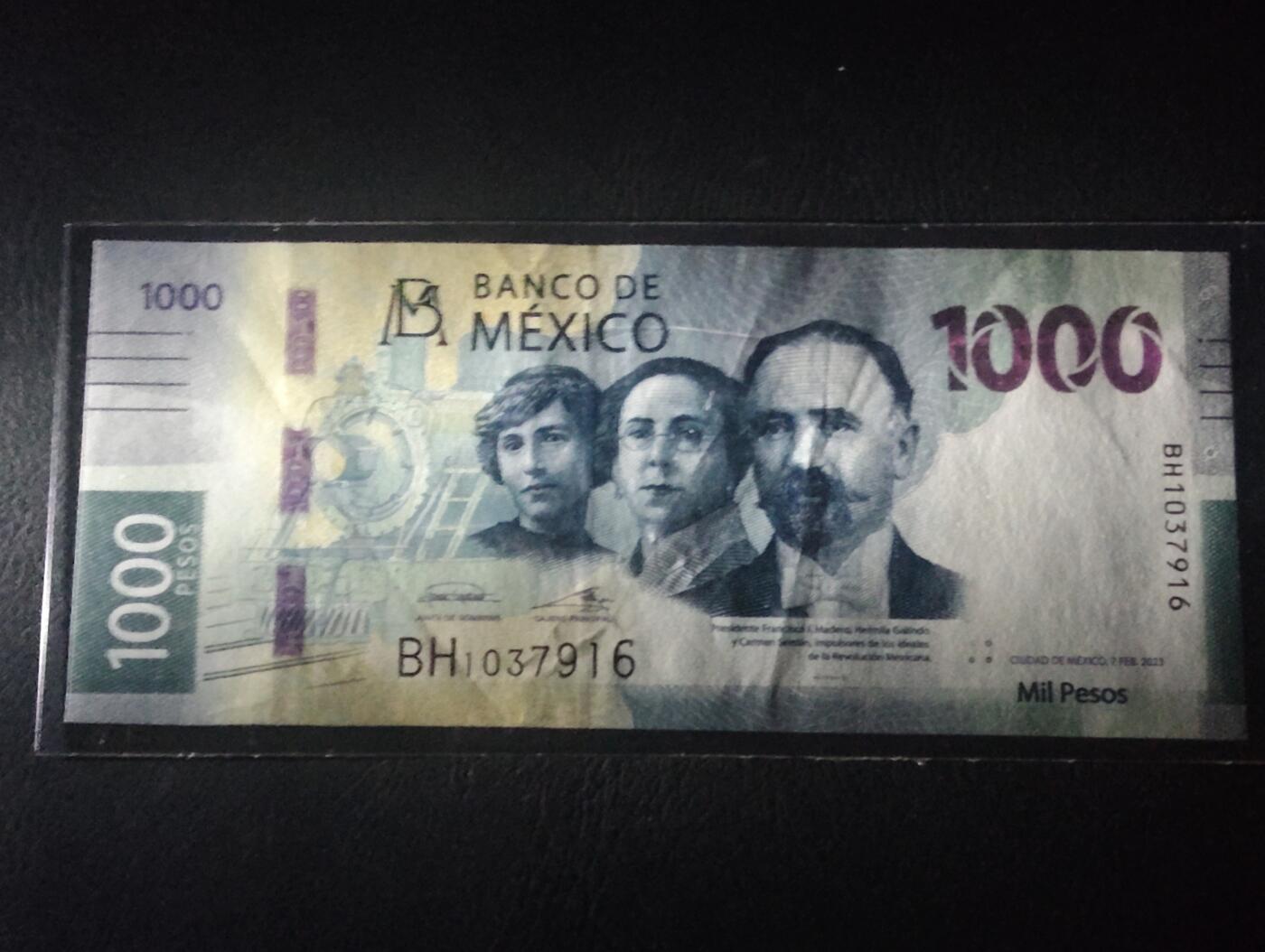 2026三月第二期，总219期 墨西哥2023年1000比索AUNC，墨西哥革命时期三领袖和花豹