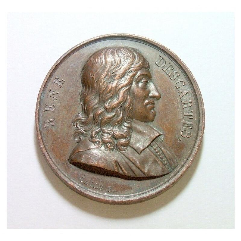 法国1819年 大数学家笛卡尔高浮雕精制大铜章 光边 40MM