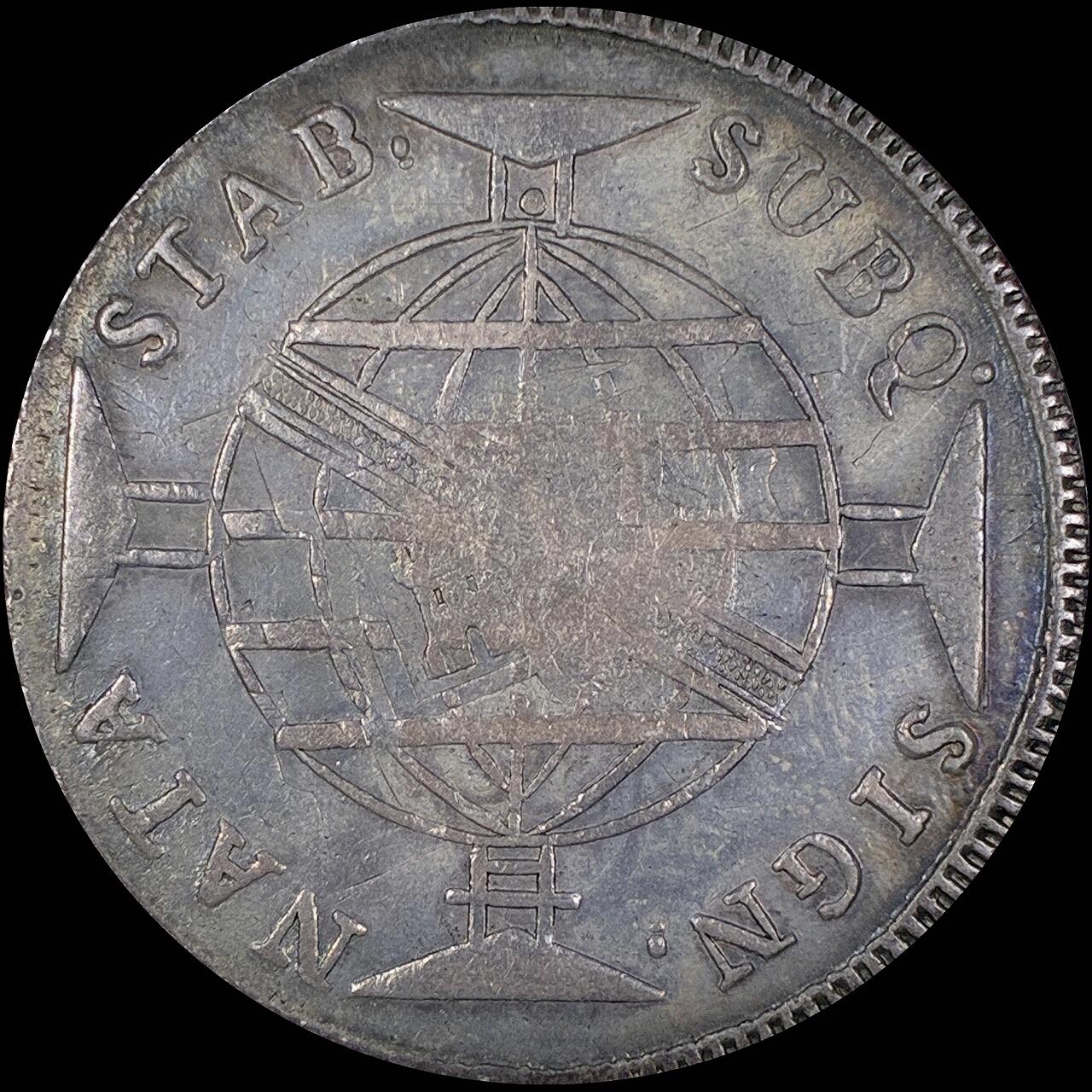 【雨安】【直播拍卖】【第0127期-裸币套币】2026-03-13 周五 19:30 (金价1140, 银价21.50) [裸币各国] Brazil 巴西 Colony 960瑞斯 KM#307 (1810-1818) 1816年