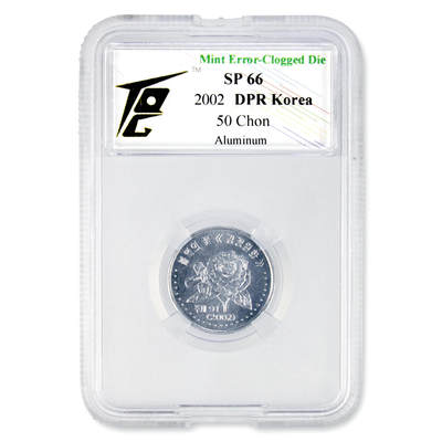 2009年（2002年版）朝鲜-第三套流通硬币50钱错版样币-文字缺失TQG评级66 - 2009年（2002年版）朝鲜-第三套流通硬币50钱错版样币-文字缺失TQG评级66