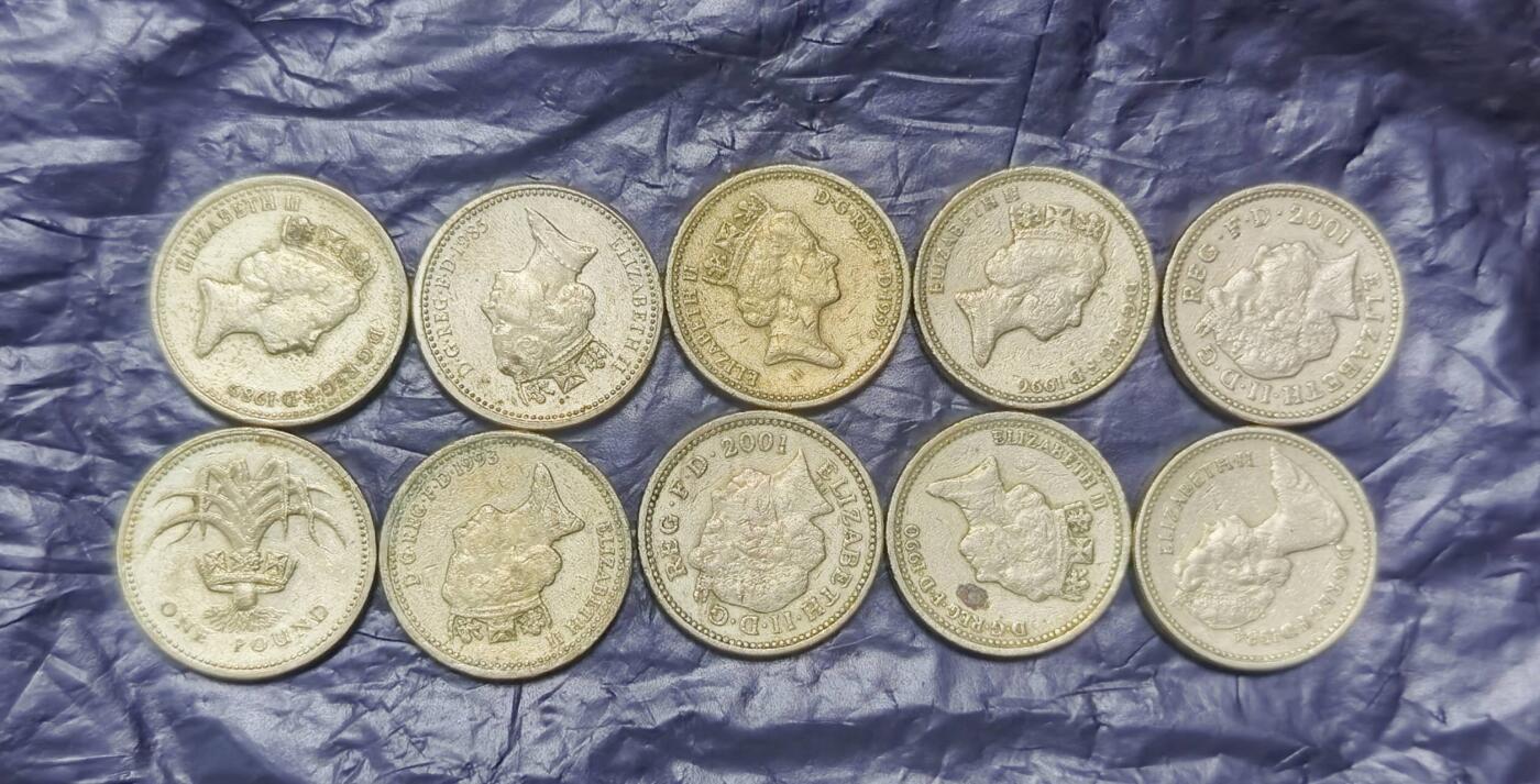 北京马甸外国币专卖第149期，外国币专场，陆续上拍，欢迎关注 英国1英镑10枚，流通品相