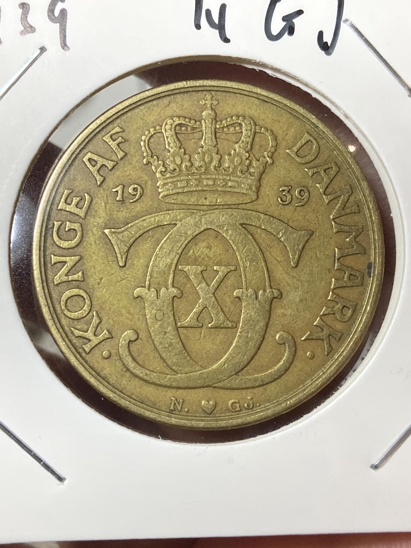 2026年第三十五场(总第二百零四场）外国精品纸夹币场(免佣金) 少见流通好品–丹麦🇩🇰1939年2克朗(克里斯蒂安十世第三版，N; GJ版)