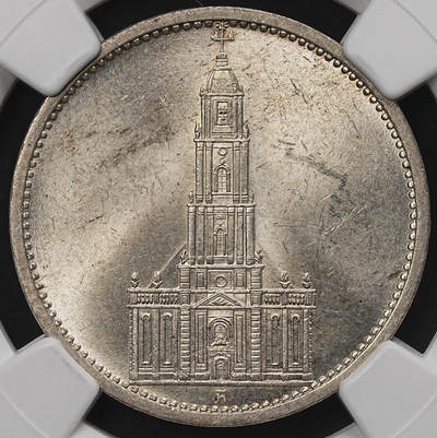 修遠堂世界钱币第107期 - NGC MS62 1935年德国教堂5马克银币，A厂铭