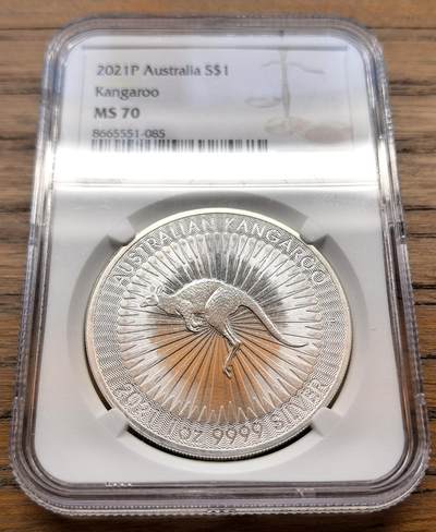 凡希社世界钱币微拍第三百二十一期 - 2021P澳大利亚袋鼠1盎司投资银币NGC-MS70