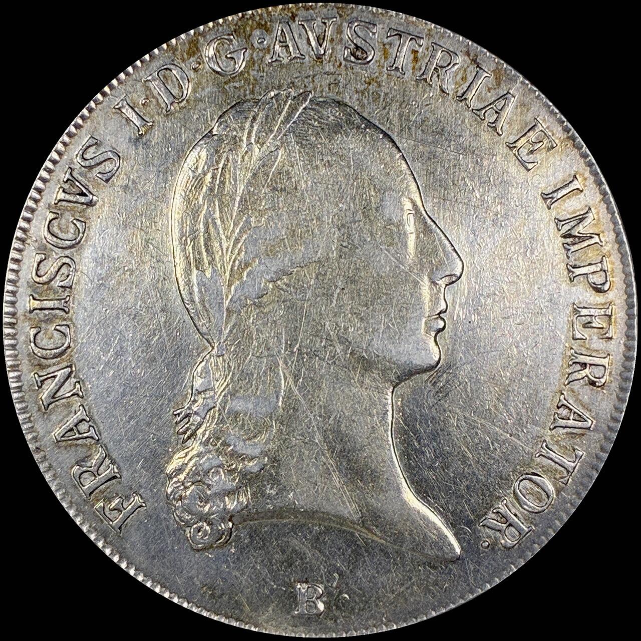 【雨安】【直播拍卖】【第0127期-裸币套币】2026-03-13 周五 19:30 (金价1140, 银价21.50) [裸币各国] Austria 奥地利 1泰勒 KM#2162 (1817-1824) 弗朗茨二世 1824年