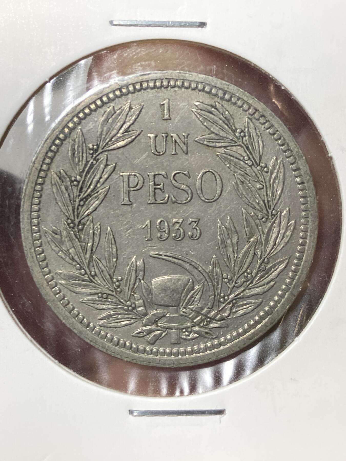 2026年第三十五场(总第二百零四场）外国精品纸夹币场(免佣金) 少见流通好品–智利🇨🇱1933单年份1比索