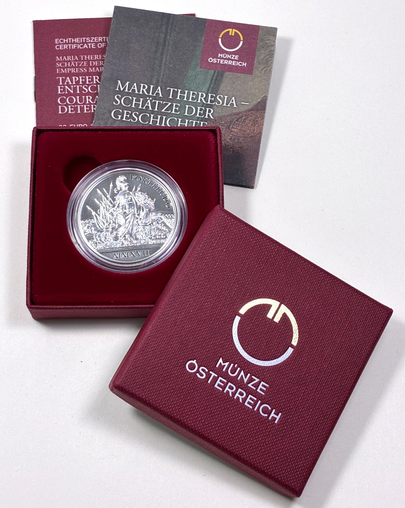 【雨安】【直播拍卖】【第0127期-裸币套币】2026-03-13 周五 19:30 (金价1140, 银价21.50) [现代装帧] Austria 欧元 奥地利 20欧元 2017年 特蕾西亚.勇气与决心