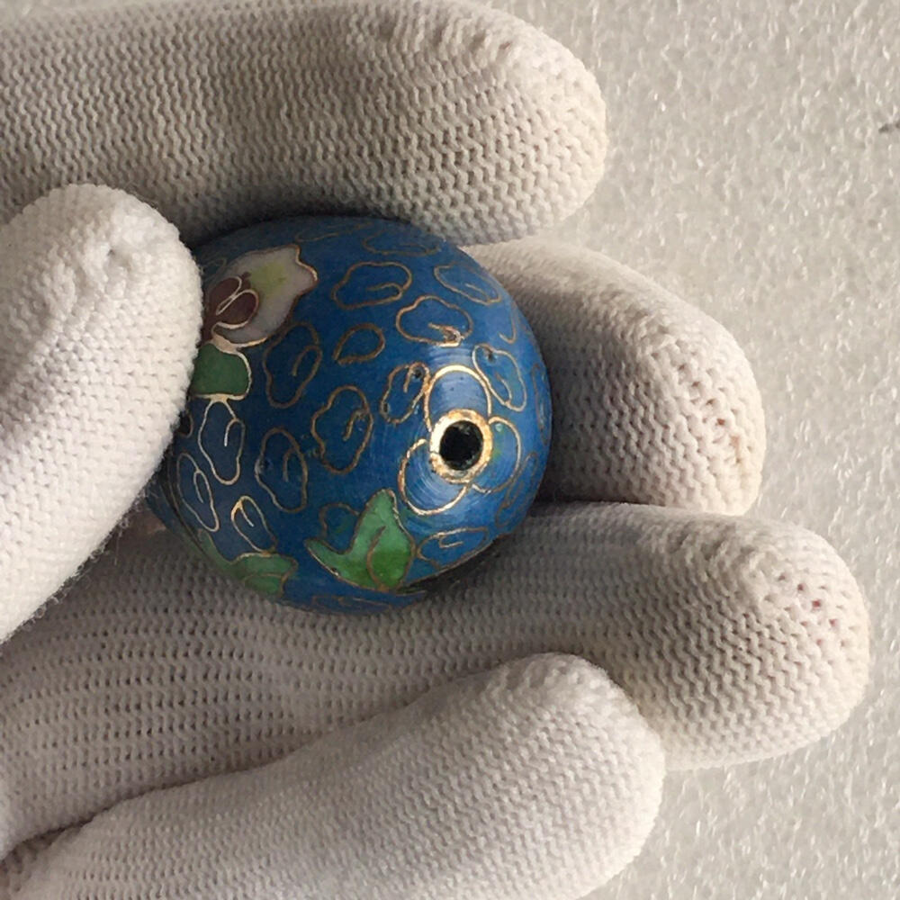         出口创汇时期二蓝色铜胎掐丝珐琅磨光景泰蓝吉祥如意鸡蛋小摆件美品1对2只真品如图摆件库存旧藏文玩艺术收藏