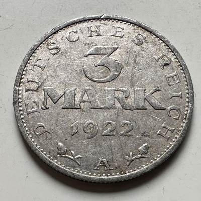 🌹外币初藏🌹🐯2026年第28场   每周二四六晚8️⃣点 接代拍 - 魏玛共和国1922年3马克铝币