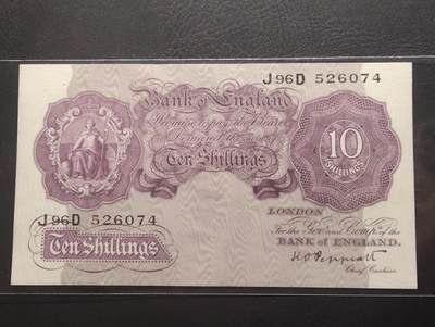 2026三月第二期，总219期 - 英格兰战时A序列10先令UNC-，有别于战前战后普通的红色版本用紫色印刷