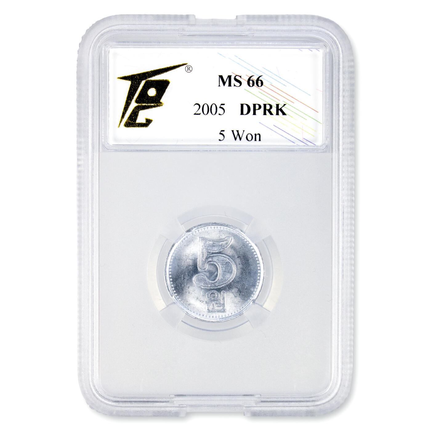 2005年朝鲜-第二套流通硬币5元/10元/50元/100元4枚套装TQG评级MS65-MS66