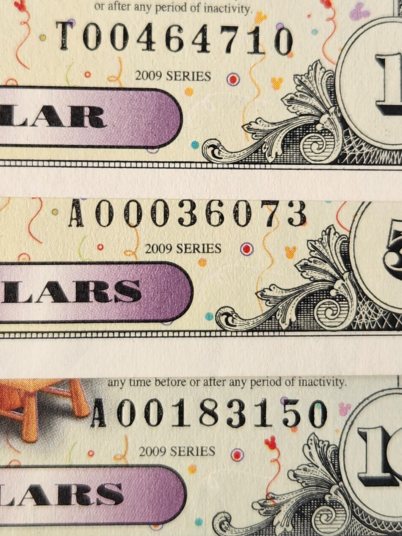 3月14号晚上8点 外国纸币自动截拍第38场 迪士尼2009年 新品一套