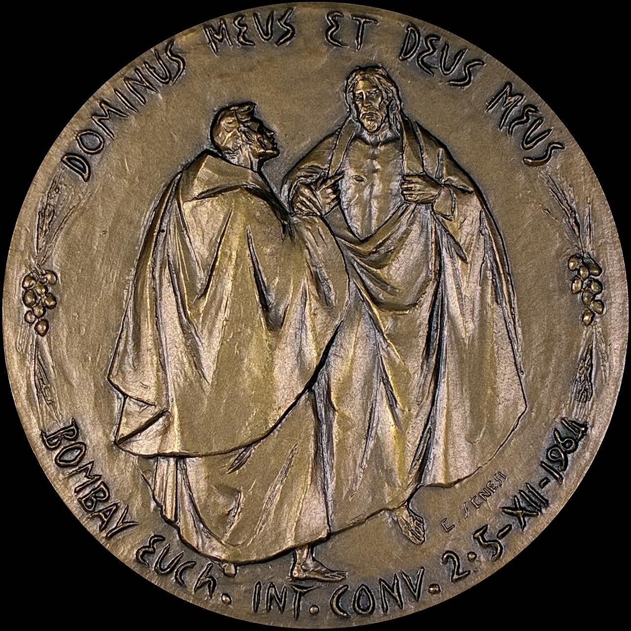 【雨安】【直播拍卖】【第0127期-裸币套币】2026-03-13 周五 19:30 (金价1140, 银价21.50) [徽章奖章] Vatican [章] 梵蒂冈 1964年 保罗六世在印度 铜章 44mm