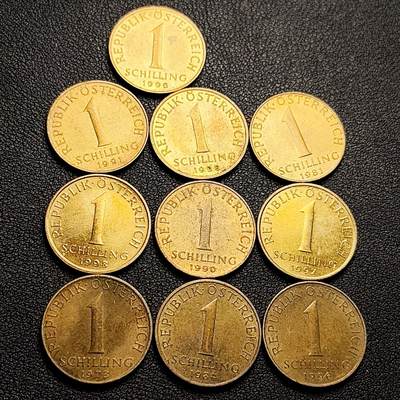 泉币菌-第208场-拍品多 请提前出价 - 原光组合 10枚一组 奥地利1先令铜币 雪绒花混合 年份未挑