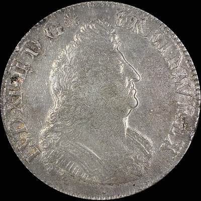 【雨安】【直播拍卖】【第0127期-裸币套币】2026-03-13 周五 19:30 (金价1140, 银价21.50) - [裸币法国] France 法国 1埃居 KM#0298 (1693-1701) 路易十四 皇冠圆形纹章棕榈枝 1695年 带几代欧洲老藏家标签