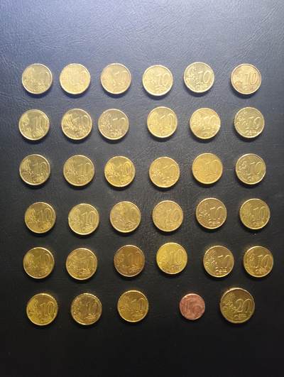 荟藏特别场次第七期——“社长的钢镚堆” - 欧盟硬币批量35枚共计3.51欧，德国法国西班牙爱尔兰意大利比利时