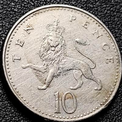泉币菌-第208场-拍品多 请提前出价 - 英国1992年 10便士铜镍币 24.5mm 伊丽莎白二世女王 皇冠狮子