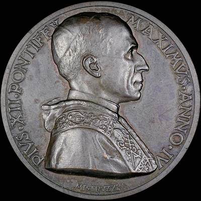 【雨安】【直播拍卖】【第0127期-裸币套币】2026-03-13 周五 19:30 (金价1140, 银价21.50) - [徽章奖章] Vatican [章] 梵蒂冈 1942年 庇护十二世 铜章