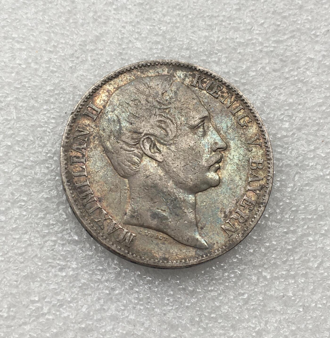 世界钱币专场拍卖 每周二开拍 1859年德国巴伐利亚马克西米利安二世双狮1泰勒银币