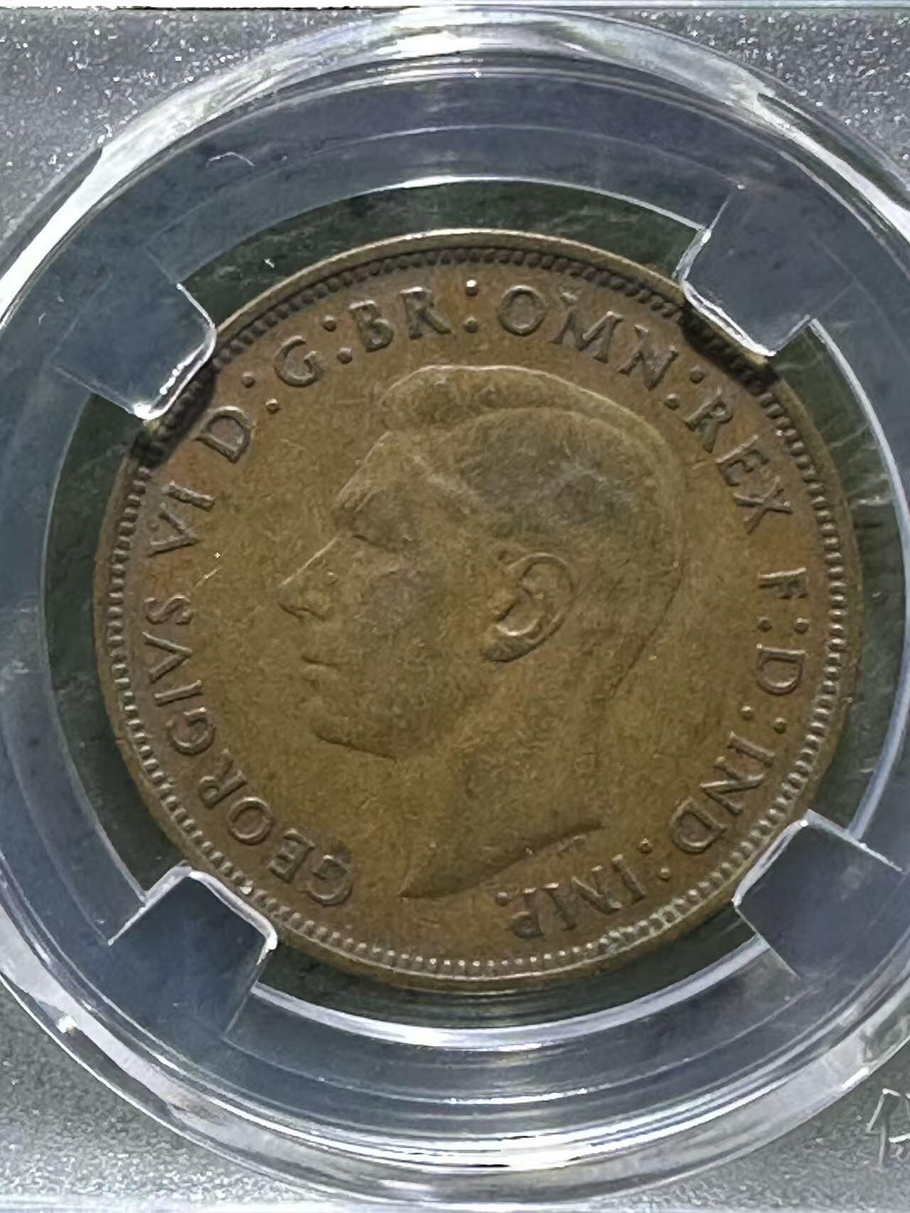 1937年。英国乔治六世一便士铜币一枚