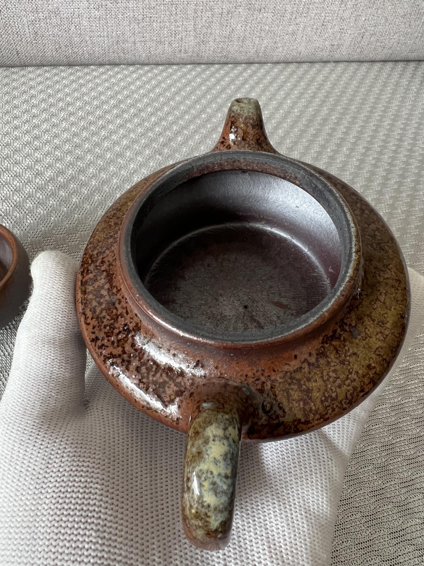 零元拍：原矿紫砂壶柴烧扁虚+柴烧主人杯（130CC左右）