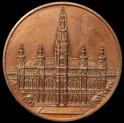 修遠堂世界钱币第107期 - 1932年维也纳国际歌唱与小提琴比赛铜质奖章，49.71mm，40.00g，盒子有破损