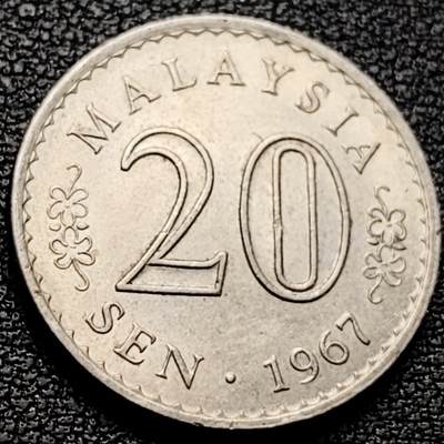 泉币菌-第208场-拍品多 请提前出价 - 马来西亚1967年20仙 大厦版 铜镍币 23.6mm