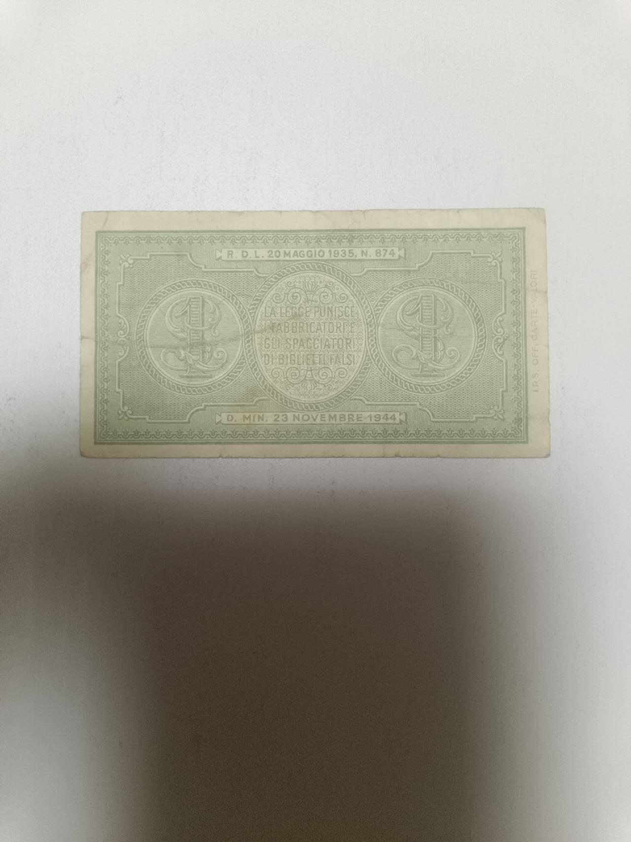 【20260316】非全新纸币和硬币第345场 意大利1944年1里拉