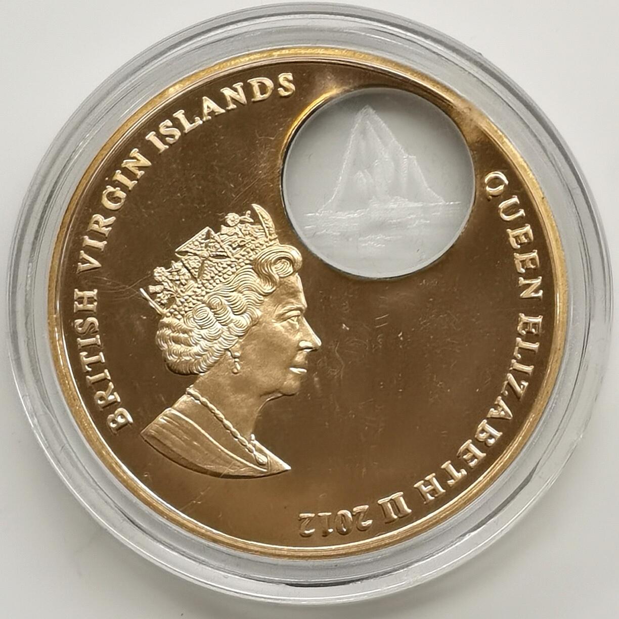 博洋堂世界钱币拍卖第164期（全场包邮） 英属维尔京群岛2012年2元彩色铜币 泰坦尼克号百年（夜航） 50mm 发行量：1千 盒证全