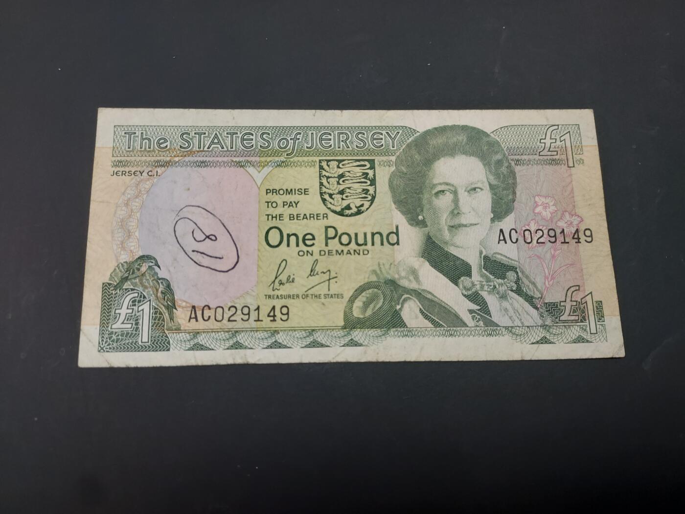 博彦收藏  AM 3月21日 8点钱币专场 全场包邮 泽西岛 女皇1镑 有字迹 流通品