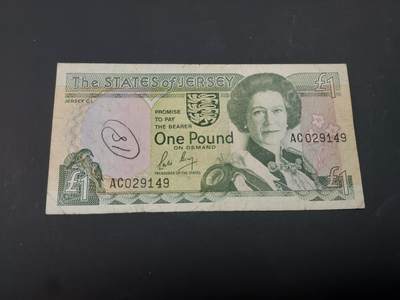 博彦收藏  AM 3月21日 8点钱币专场 全场包邮 - 泽西岛 女皇1镑 有字迹 流通品