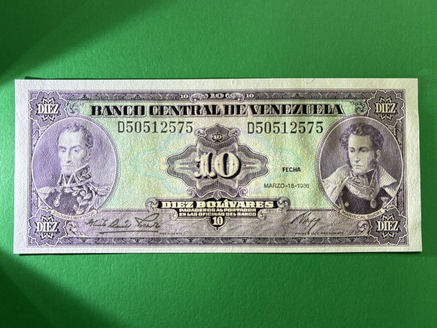 咖啡豆•收藏 2026年Mar_19th世界各国纸币拍卖 委内瑞拉 1986年 10玻利瓦尔 全新UNC 外国 美洲纸币