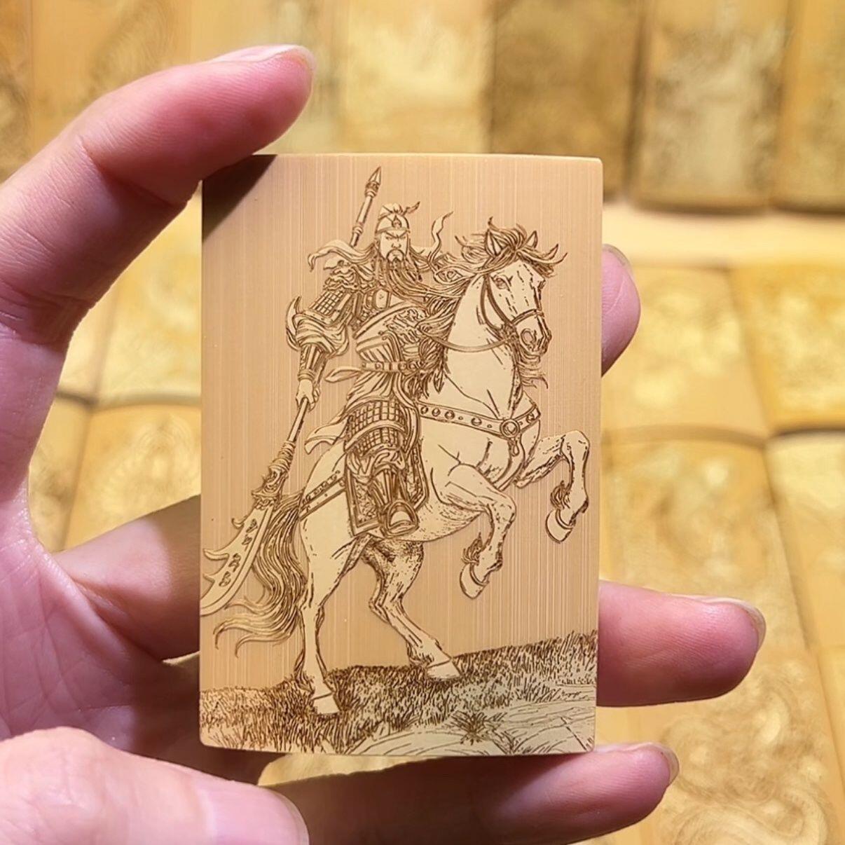 听雨轩（75）竹牌专场 留青工艺竹牌手把件4*6cm  关公