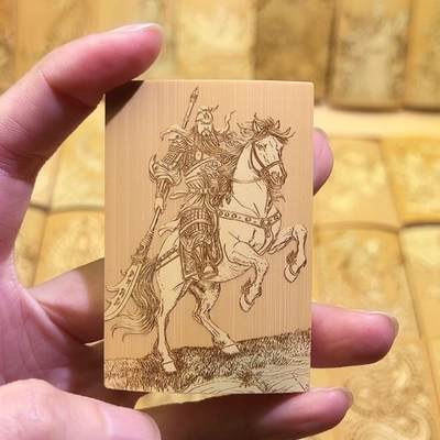 听雨轩（75）竹牌专场 - 留青工艺竹牌手把件4*6cm  关公