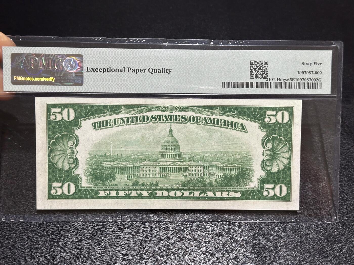 《外钞收藏家》第六百一十七期（精选场）（长期征集拍品、欢迎藏友们联系合作） 1928年美国50美元 圣路易斯 PMG65