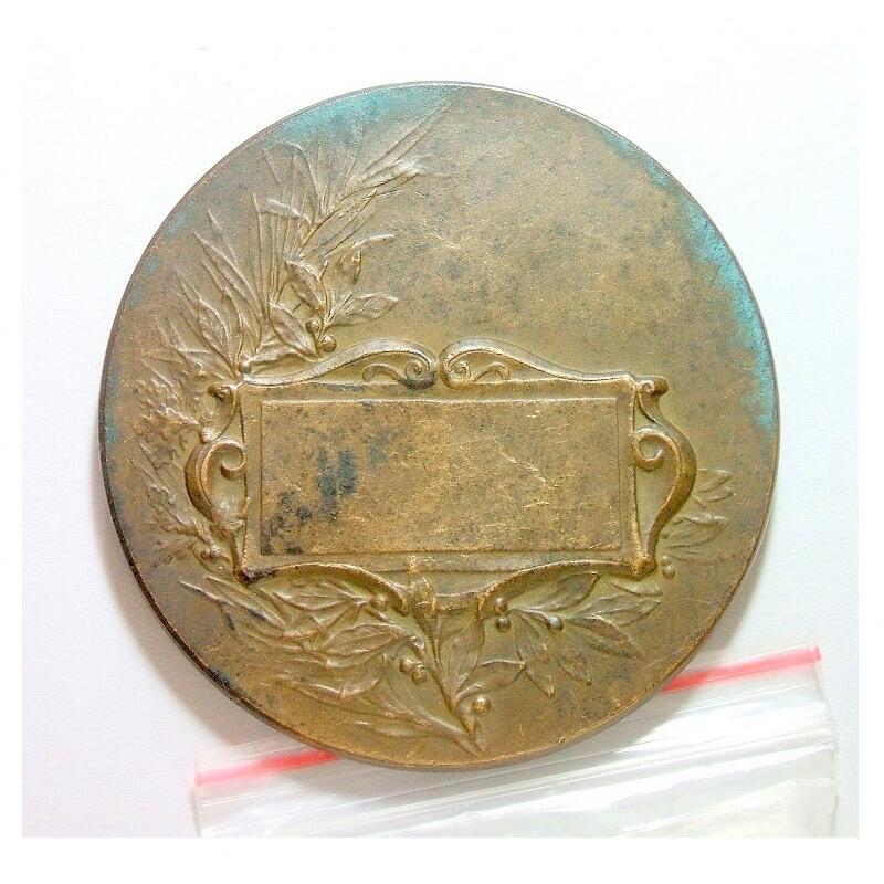 法国1900年前后 女神+射击节高浮雕精制大铜章 55MM