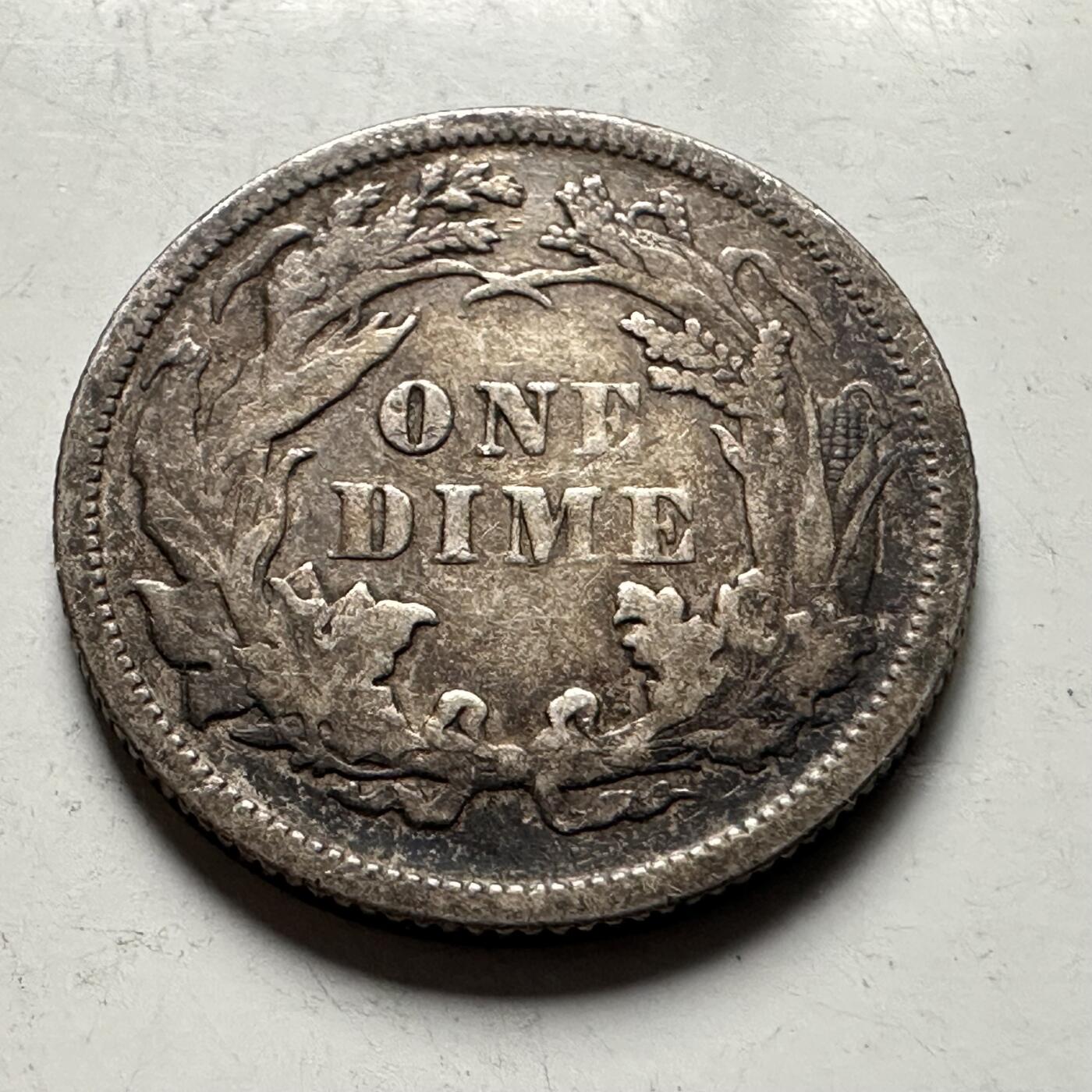 🌹外币初藏🌹🐯2026年第28场   每周二四六晚8️⃣点 接代拍 美国1877年坐姿自由女神10美分银币 17.9mm 2.49g-含银量90%