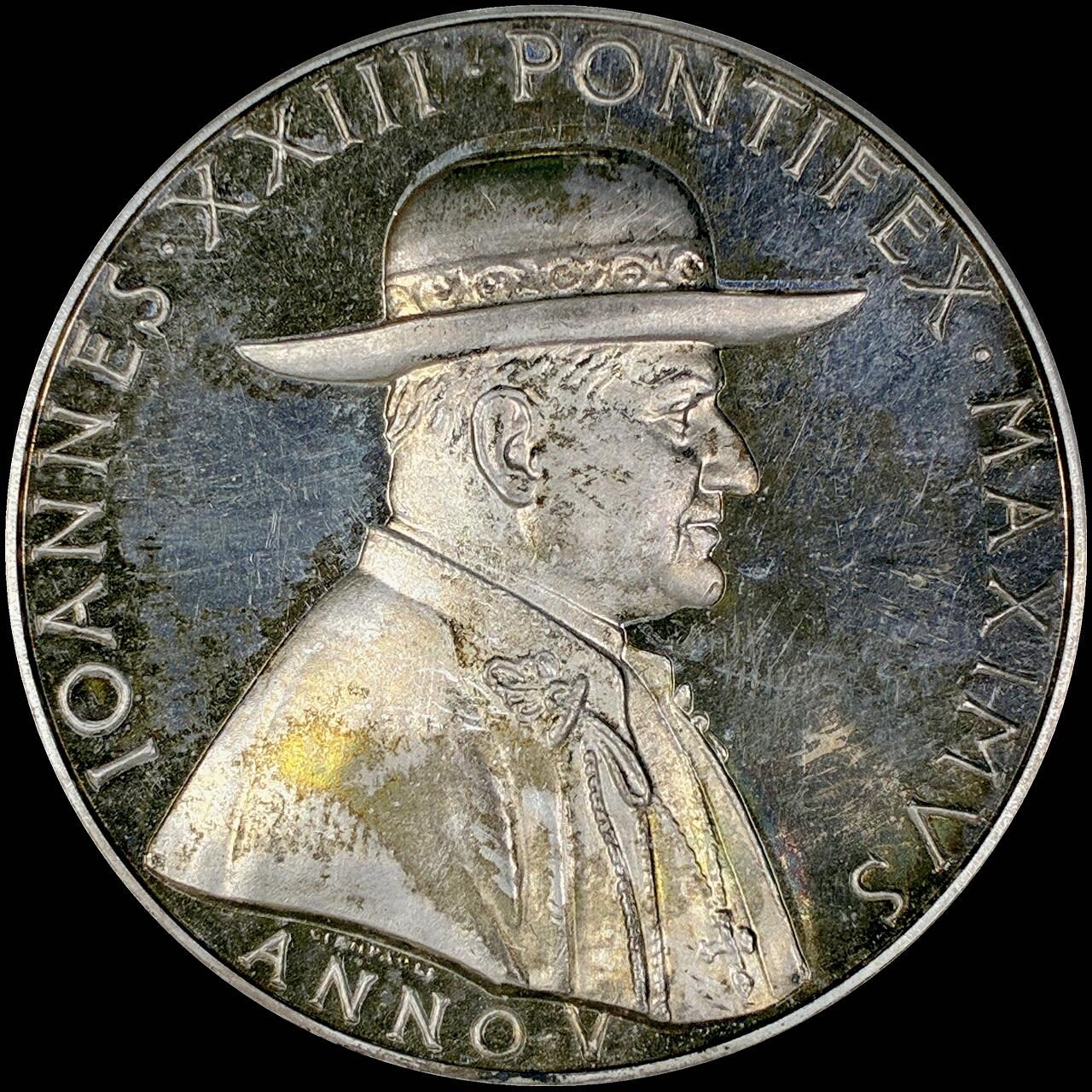 【雨安】【直播拍卖】【第0127期-裸币套币】2026-03-13 周五 19:30 (金价1140, 银价21.50) [徽章奖章] Vatican [章] 梵蒂冈 1963年 若望二十三世 银章 39.8克, 44mm