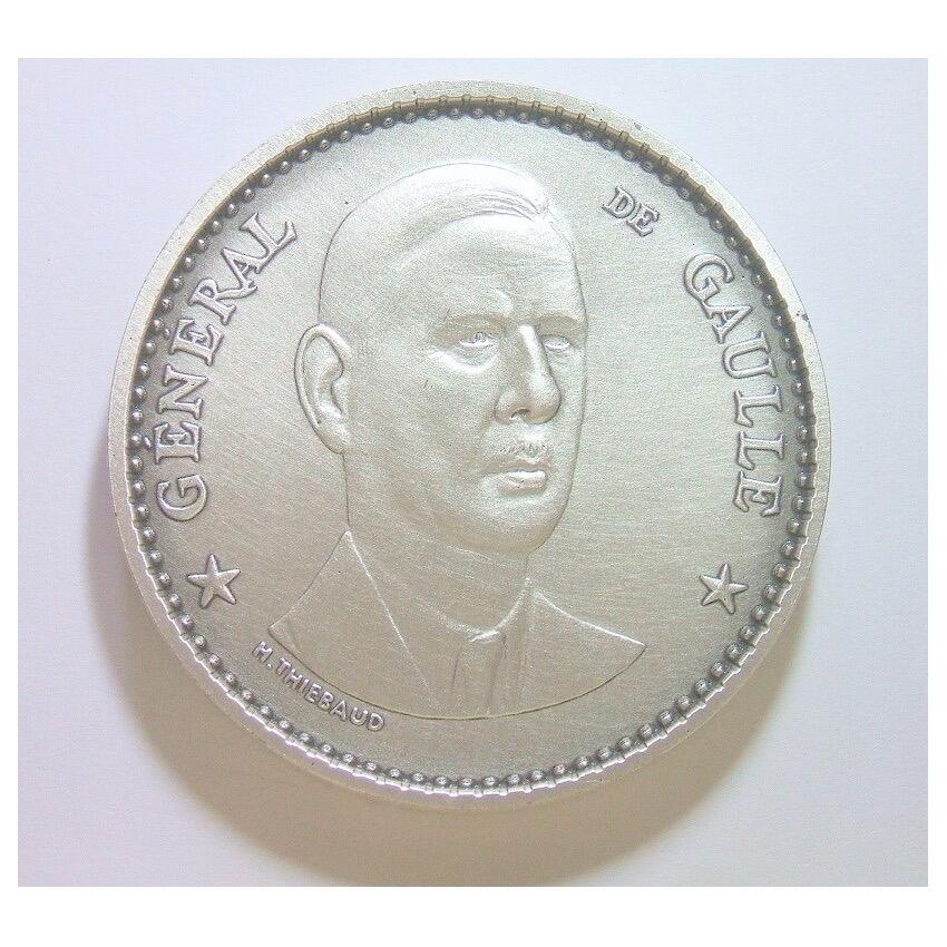 【艺术】法国艺术大章 二战戴高乐将军 高浮雕精制超大镀银章 光边 68MM厚6MM 210克