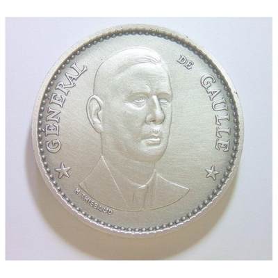 【艺术】法国艺术大章 二战戴高乐将军 高浮雕精制超大镀银章 光边 68MM厚6MM 210克 - 【艺术】法国艺术大章 二战戴高乐将军 高浮雕精制超大镀银章 光边 68MM厚6MM 210克