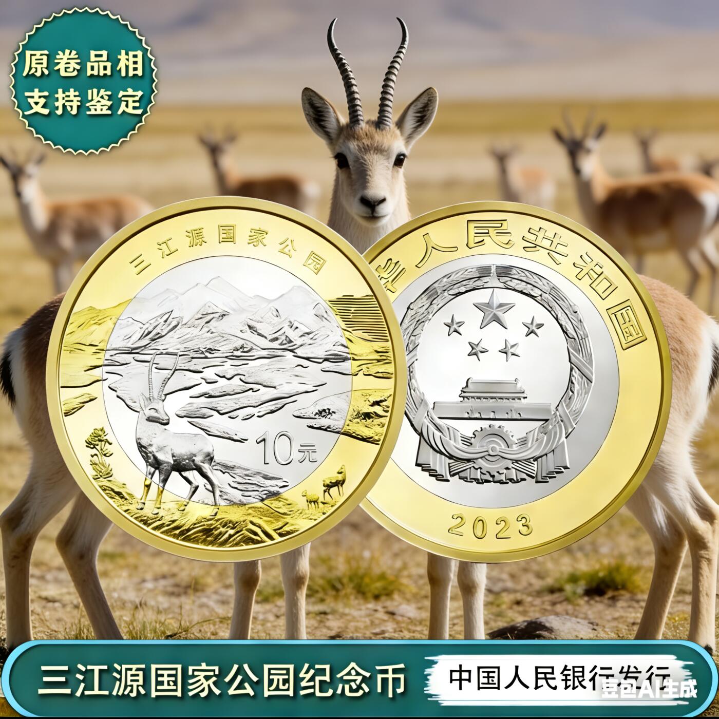 2023年三江源国家公园纪念币，10元面值，原卷品相，支持鉴定。国家公园系列龙头币，收藏佳品。按图发货！