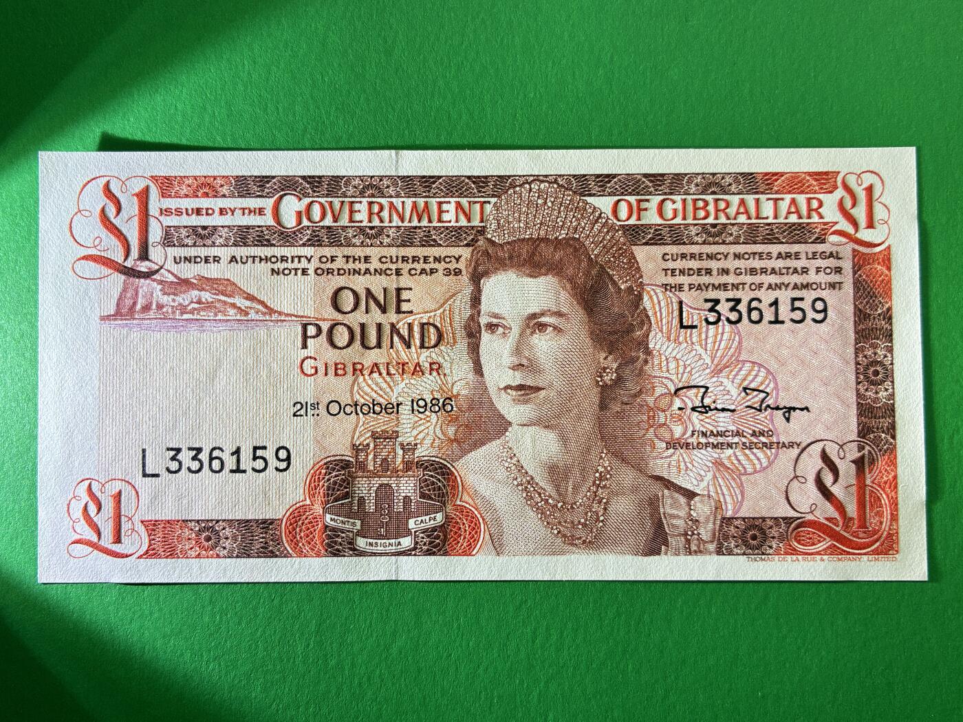 咖啡豆•收藏 2026年Mar_19th世界各国纸币拍卖 直布罗陀 1986年 1镑 全新UNC 外国纸币 女王钞