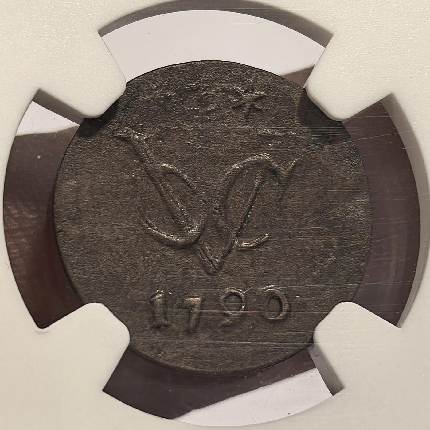 博洋堂世界钱币拍卖第164期（全场包邮） NGC AU 荷属东印度公司（VOC）1790年1/2Duit铜币，格尔德兰省铸造，少见品种