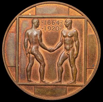 修遠堂世界钱币第107期 - 1920年石勒苏益格回归丹麦纪念铜章，50.14mm，69.80g